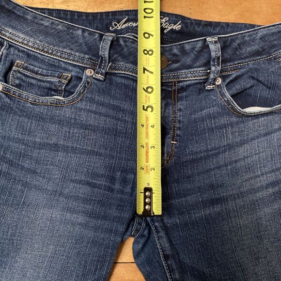 American Eagle Jeans Women’s Size 8 Original Boot Stretch Modified Bottom Slit - Picture 4 of 15